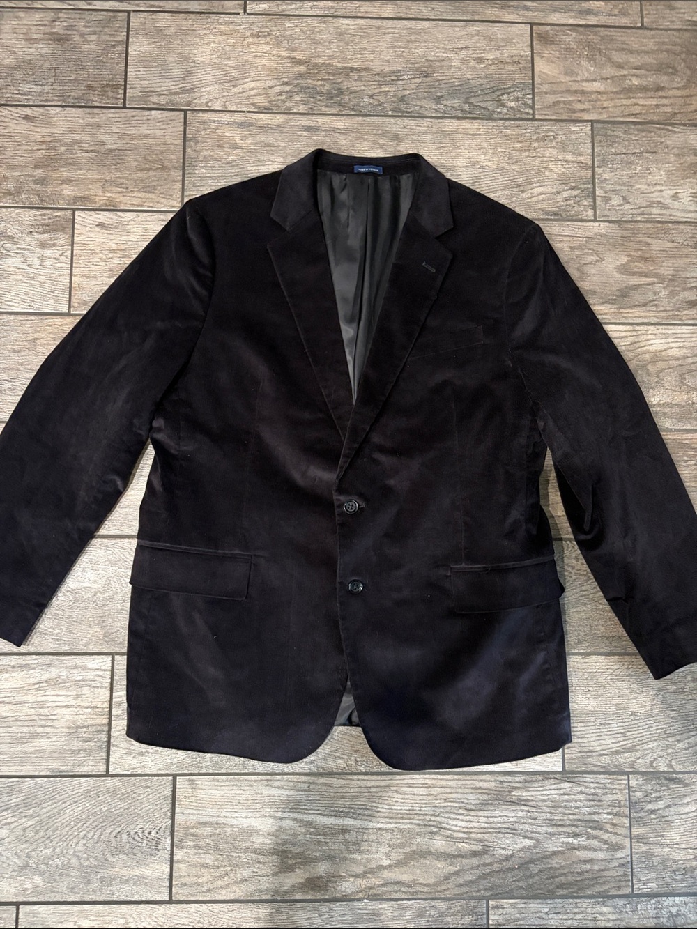 Stafford Corduroy Blazer 48R Black Sports Coat Jacket Elbow Patches NWOT